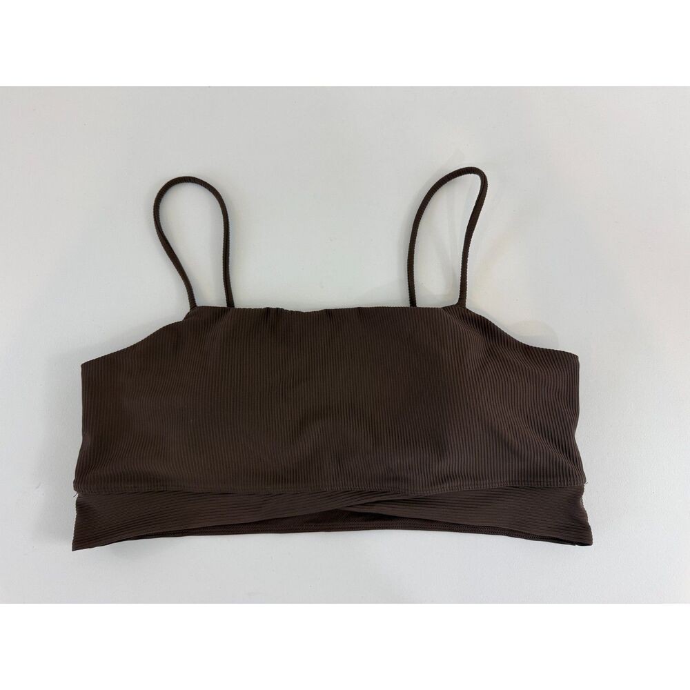 All In Motion Women's Dark Brown Ribbed Light Support Sports Bra Size XXL 2XL